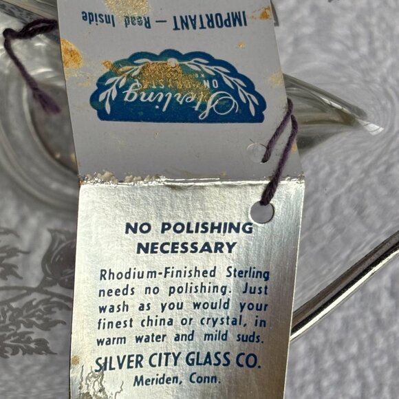 Sterling Silver on Clear Glass Flanders Poppy Divided Glass Dish - Picture 10 of 12